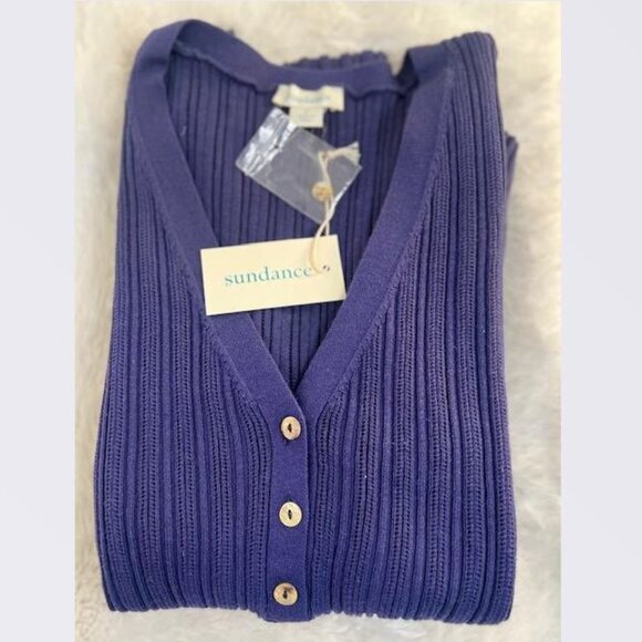 Averie Organic Cotton Rib Henley in Navy/Purple from Sundance - Size Small - NWT - Picture 4 of 5